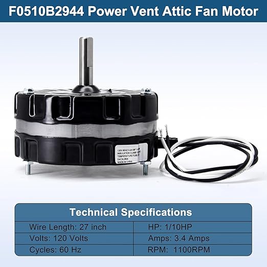 Criditpid F0510B2944 F0510B2497 Power Vent Attic Fan Motor & 58033 Adjustable - Image 2
