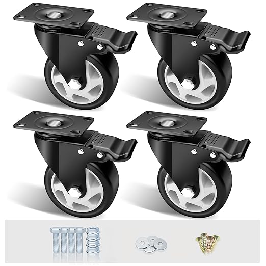 4" Swivel Plate Casters, 1200Lbs Capacity by ASHGOOB