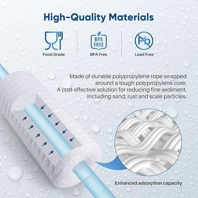 PUREPLUS 25 Micron 10 x 4.5 Whole House String Wound Sediment Filter - Image 7