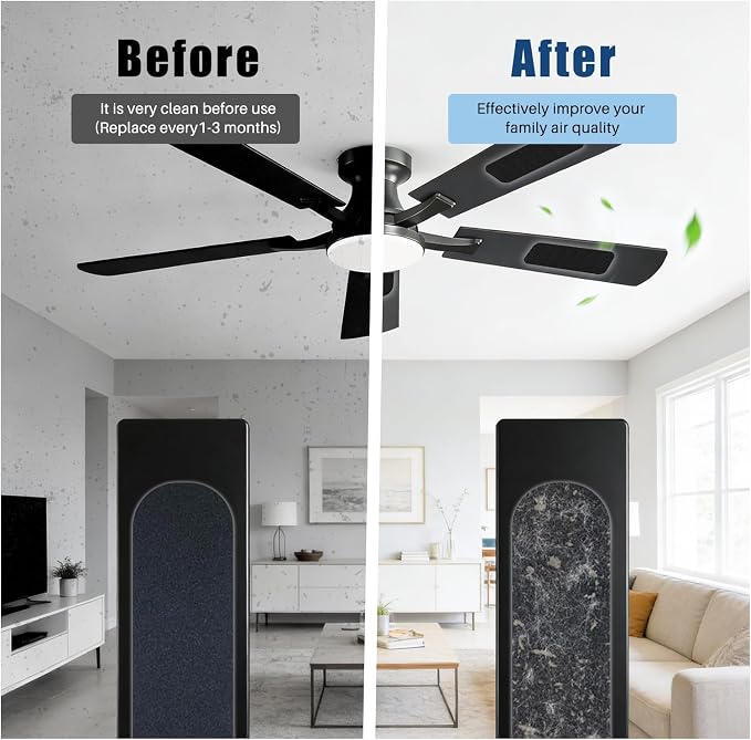 5 Pack Ceiling Fan Air Purifier Pads, Barnacle Activated Carbon Fan Filters - Image 3