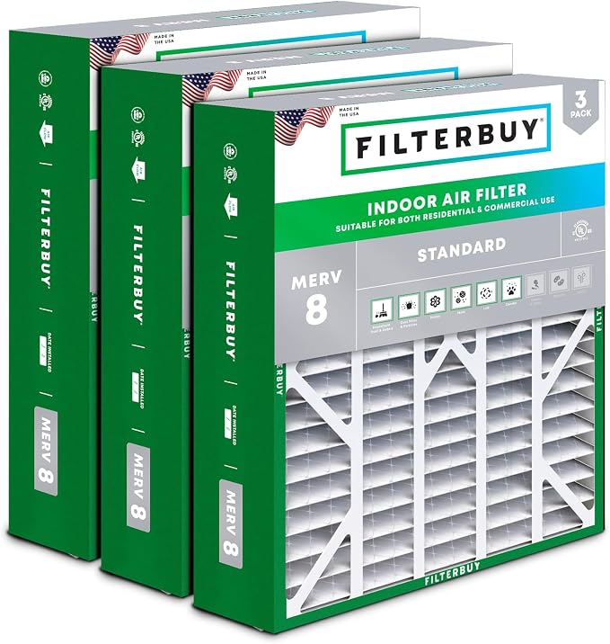 Filterbuy 20x25x6 Air Filter MERV 8 Essential Dust & Allergy Defense, Pleated by Filterbuy