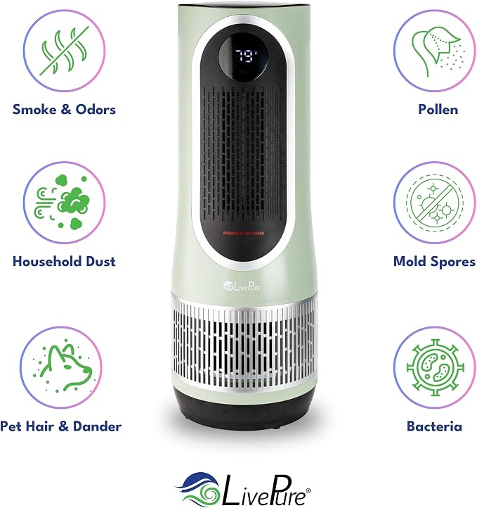 LivePure 3-in-1 LP500 Clean Heat Air Purifier & Electric Heater – Oscillating - Image 6