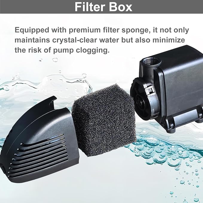 Pond Filter with Pump Fountain Kits, Submersible Pump Pond Fountain Koi Pond - Image 5