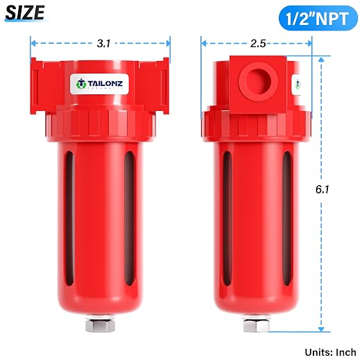 TAILONZ PNEUMATIC 0-150PSI 1/2 Inch NPT Aluminum Alloy Air Dryer, Compressor - Image 2