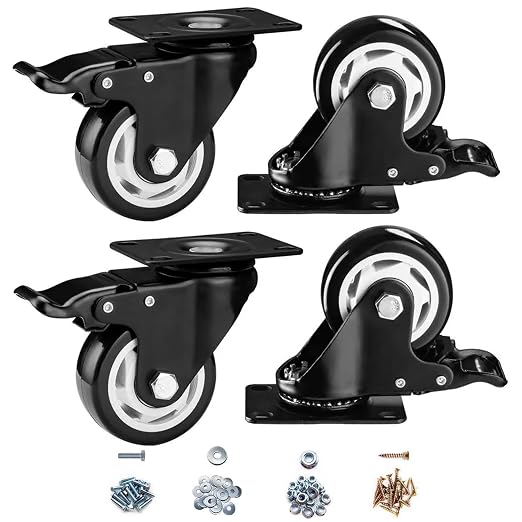3" Swivel Casters Set of 4, Heavy Duty Locking Casters by CLOATFET