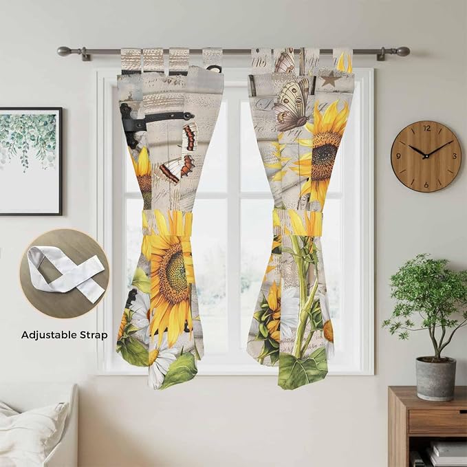 Farm Flowers Bathroom Curtains 63 Inch Length, Window Curtains Tab Top - Image 5