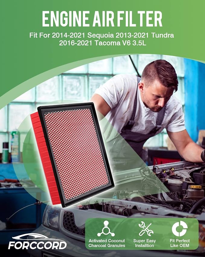 Cabin & Engine Air Filter Fit for Toyota Tacoma V6 2016-2023 Activated Carbon - Image 2