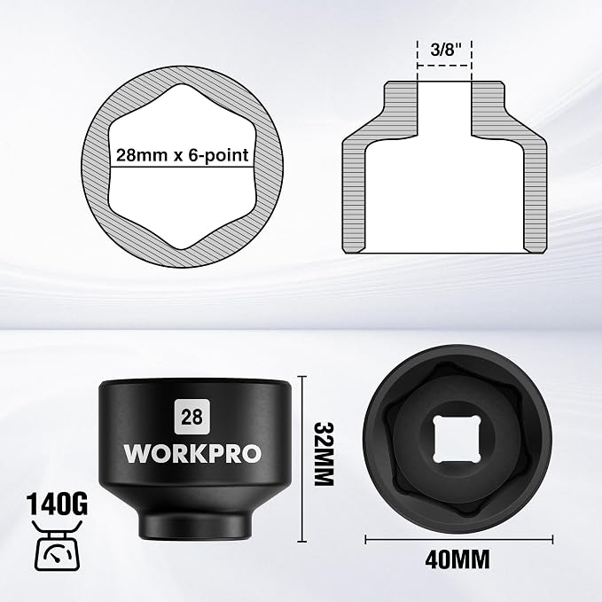 WORKPRO 28mm Oil Filter Socket Wrench, Oil Filter Removal Tool, Oil Filter - Image 2