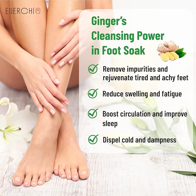 Ginger Cleansing Foot Soak for Circulation, Reduce Swelling, Edema Relief for Legs & Feet, Spa Pedicure for Tired Muscle & Relaxation, Lymphatic Drainage Feet Spa Soak, Natural Foot Soaking Salts