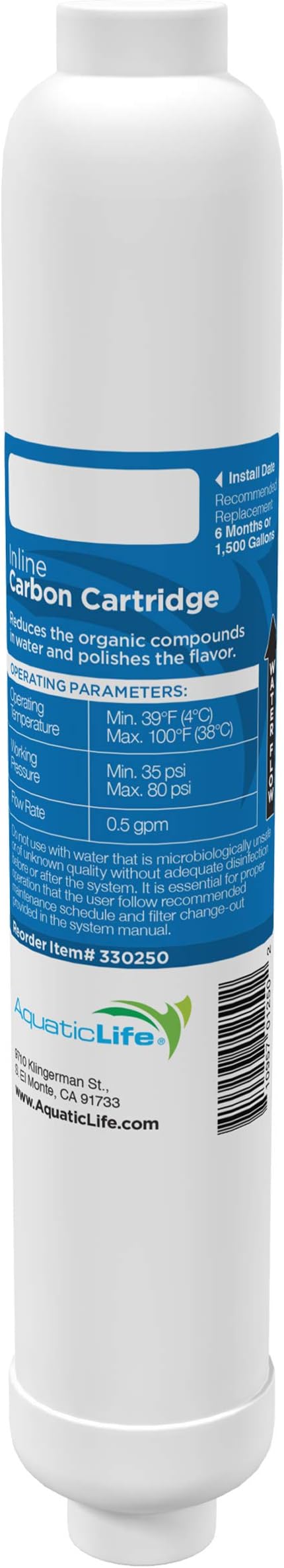 AquaticLife Inline Carbon Block Aquarium Water Filter Replacement Cartridge by AQUATICLIFE
