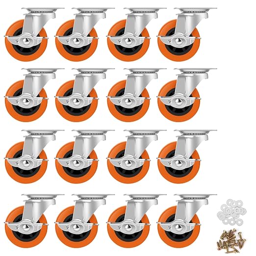 3 Inch Caster Wheels, Casters Set of 16, Heavy Duty Caster by BOSGEOT