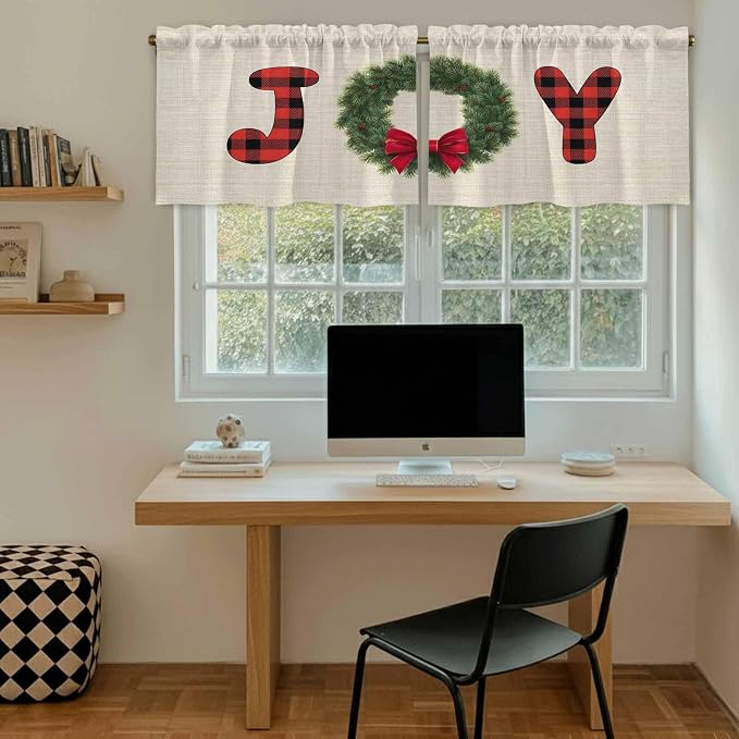 Red Green Christmas Kitchen Tier Curtains 36 Inch Long 2 Panel Set, Rod Pocket - Image 6
