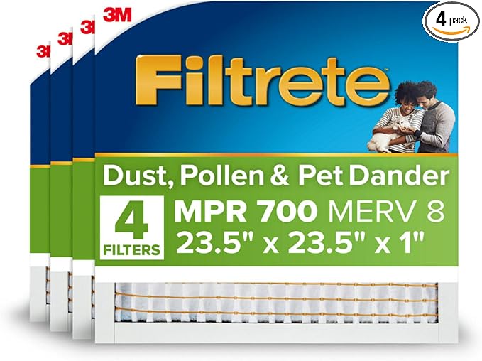Filtrete 23.5x23.5x1 AC Furnace Air Filter, MPR 700, MERV 8, Tough on Pollen by Filtrete