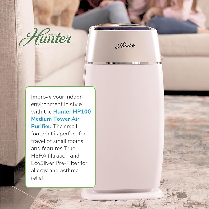 Hunter Fan Company HP100BLS Air Purifier, Small Tower - Image 6