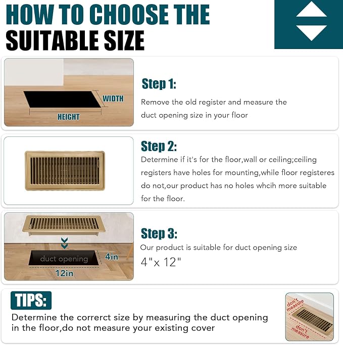 VOISEN Floor Register 4x12, 2 Pack Floor Vent Covers, Steel Adjustable Air - Image 4