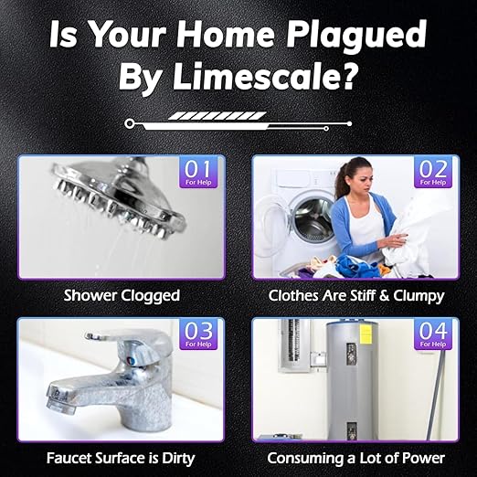 Salt Free Water Descaler, Water Heater Softener, Prevent Scale Buildup On Water Heaters, Faucet, Smart Toilet & Washer, Scale Inhibitor Inline System, 3-Year Durability, 1/2" Connector