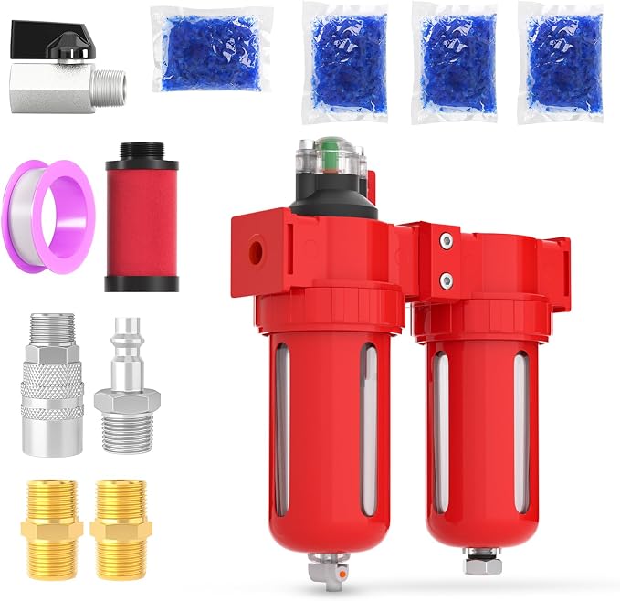 1/2" NPT Aluminium Air Drying System, Coalescing Filter, Desiccant Dryer and by MEANLINMEASURE
