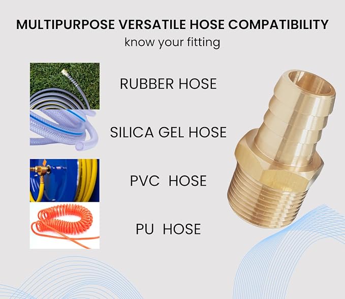 2pcs Brass Hose Barb Fitting, 3/4" Barb x 3/4" NPT Male, Adapter – Correct - Image 6