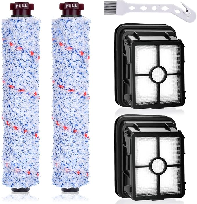2 Pack 1868 Multi-Surface Brush Roll + 2 Pack 1866 Vacuum Filter, Replacement by Rebirthcare