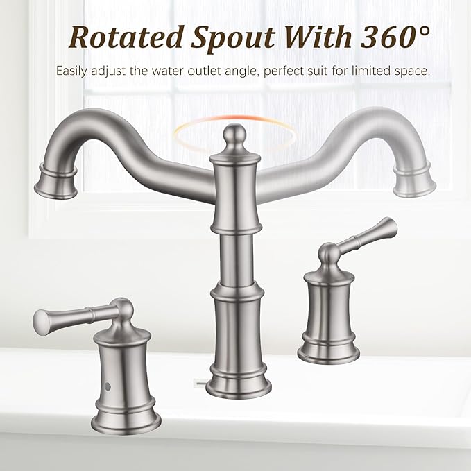 Roman Tub Faucet Classic Widespread Deck Mount Bathtub Faucet 3 Holes Brass High Flow Tub Filler, Rough in Valve Included, Brushed Nickel