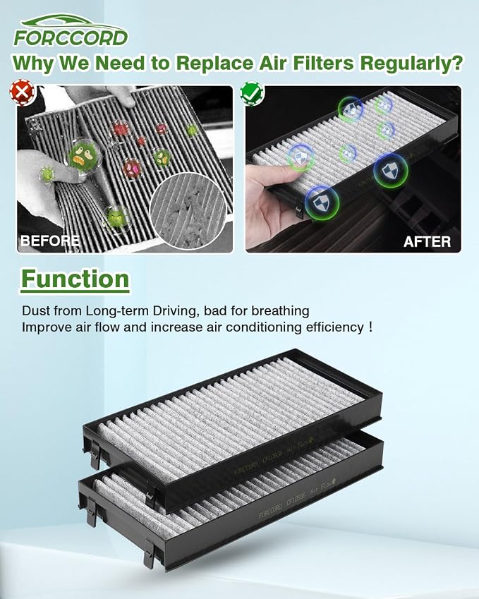 2-Pack Cabin Air Filter Fits for 2007-2019 BMW X5, 2008-2019 BMW X6 Activated - Image 5