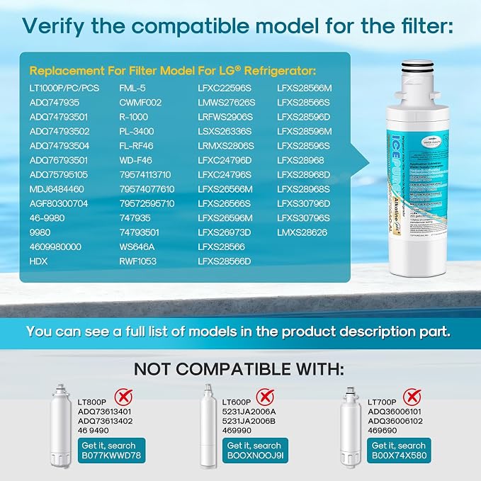 ICEPURE Alkaline LT1000PC Refrigerator Water Filter and Air Filter Replacement - Image 2