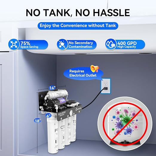 WINGSOL Dual Outlet Reverse Osmosis Water Filter, Mineral Alkaline UV 0 TDS - Image 7