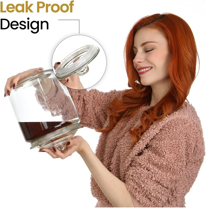 1.5 Gallon Glass Jar With Lid - Extra Gasket - Glass Cookie Jar - Glass Storage Container, Clear Canisters with Airtight Lids, Flour, Pet Treats, Kitchen Food Storage, for Pantry or Laundry