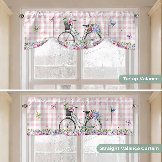 Spring Tie Up Valance Curtains for Windows, Kitchen Curtains Window Shades - Image 5