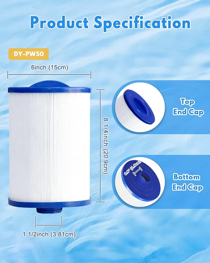SPA Filter Replacement 50 Sq.Ft Hot Tub Filter 50 Sq.Ft. Screw in 1 1/2” SAE - Image 2