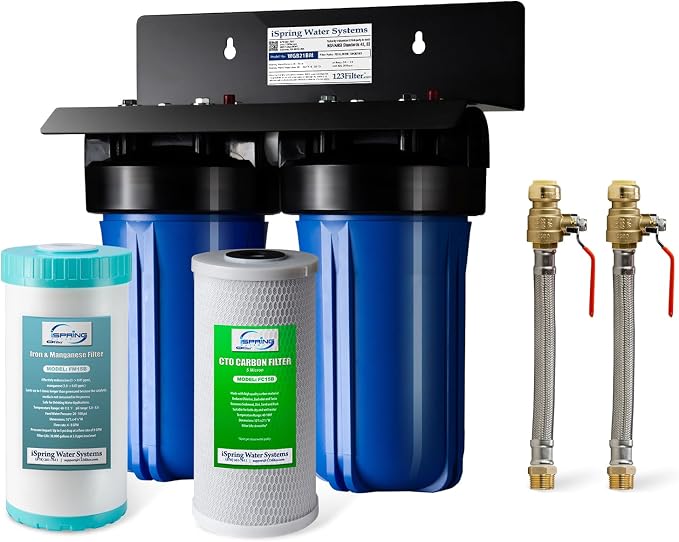 iSpring WGB21BM+AHPF12MNPT16X2 2-Stage Whole House Water Filtration System w/ by iSpring