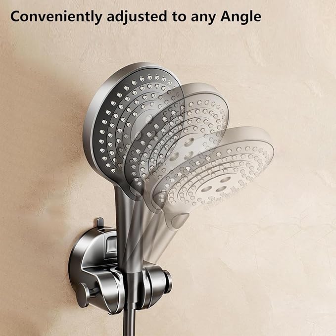 Strong Hold Adjustable Shower Head Holder Suction - No Drilling Required, Removable Suction Cup for Shower on Smooth Tiles & Bathroom Walls (Milky White)