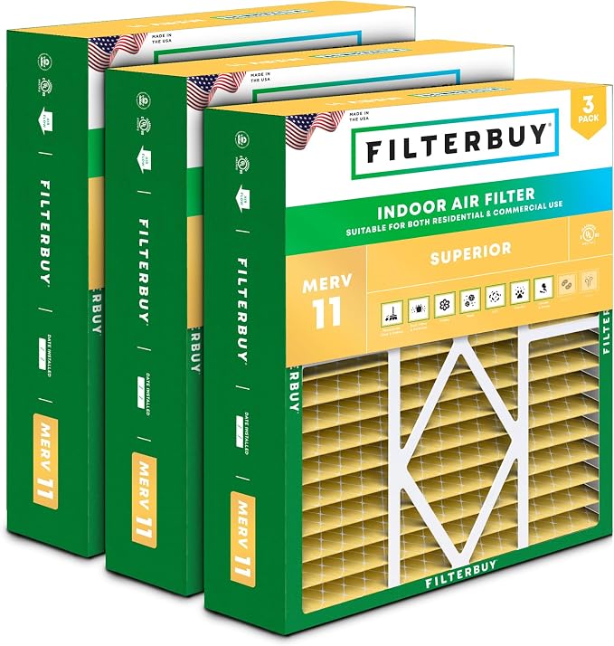 Filterbuy 19x20x5 Air Filter MERV 11 Superior Pet & Allergy Defense, Pleated by Filterbuy