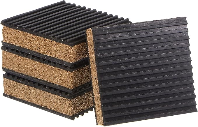 HARFINGTON 4pcs Rubber Anti Vibration Pads 3" x 3" x 7/8" Isolation Vibration by HARFINGTON