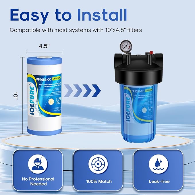 ICEPURE 5 Micron 10" x 4.5" Whole House Water Filter Compatible - Image 6