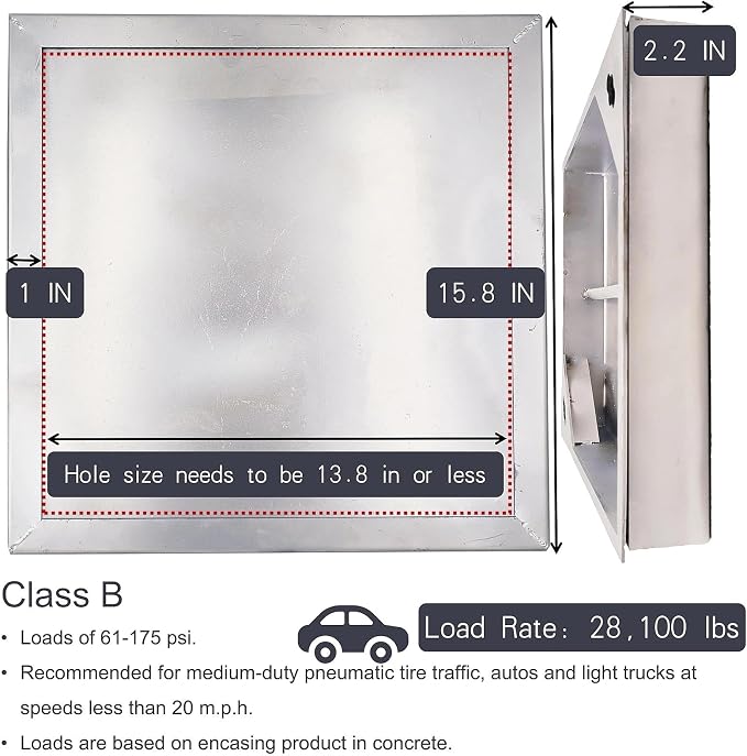 16x16 Invisible Stainless Steel Manhole Cover and Frame - Image 2