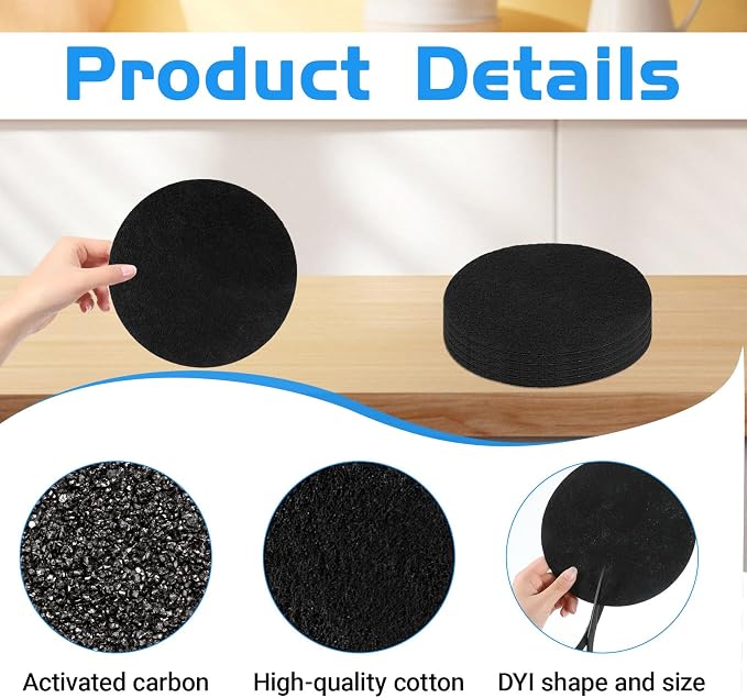 6 Pack Charcoal Filters for Compost Bucket, 7.25 in Round Compost Filters for - Image 3