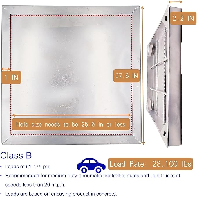 28x28 in Invisible Stainless Steel Manhole Cover and Frame - Image 2