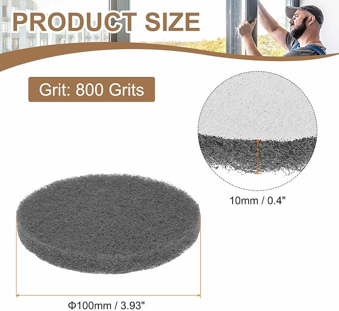 HARFINGTON 24pcs Scrubber Scouring Pads 800 Grits 4 Inch Drill Power Brush Hoop - Image 2