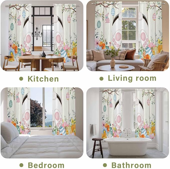 Easter Window Curtains 72 Inch Long 2 Panel Set, Rod Pocket Long Curtains & - Image 8