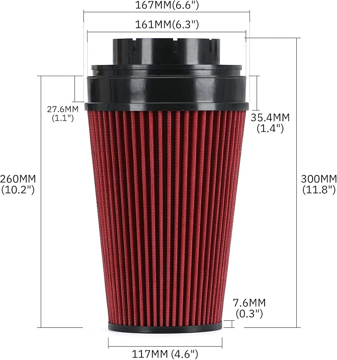 PTNHZ 4" Cold Air Intake Filter w/Heat Shield Kit Compatible - Image 5