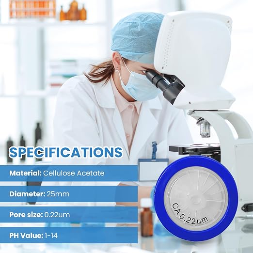 Cellulose Acetate Membrane Syringe Filter 25mm Diameter 0.22um Pore Size - Image 2