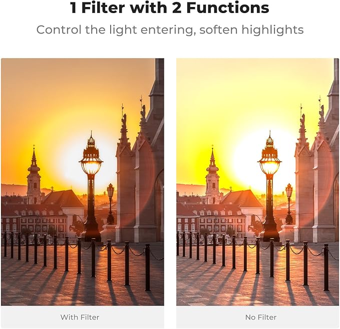 K&F CONCEPT 82mm Black Diffusion Mist 1/4 Effect & Variable ND2-400 ND Lens - Image 3