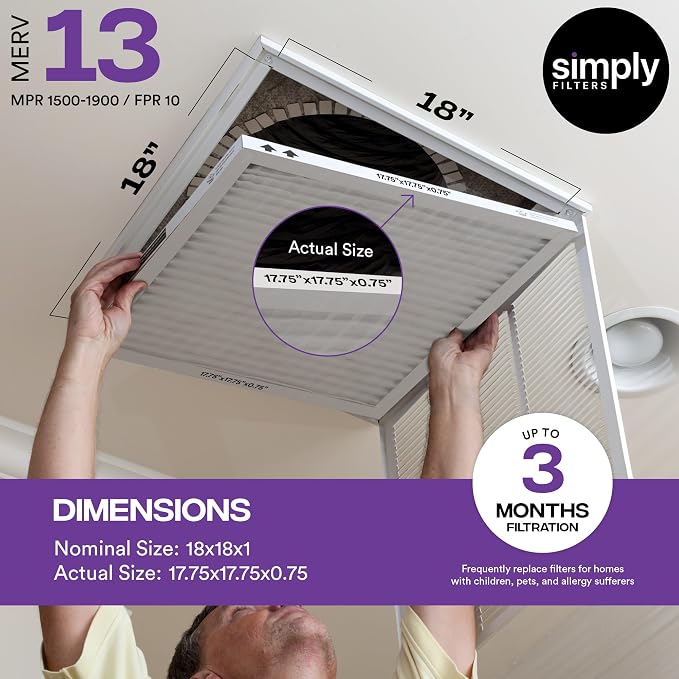 Simply 18x18x1 Air Filter, MERV 13, 6 Pack, - Image 3