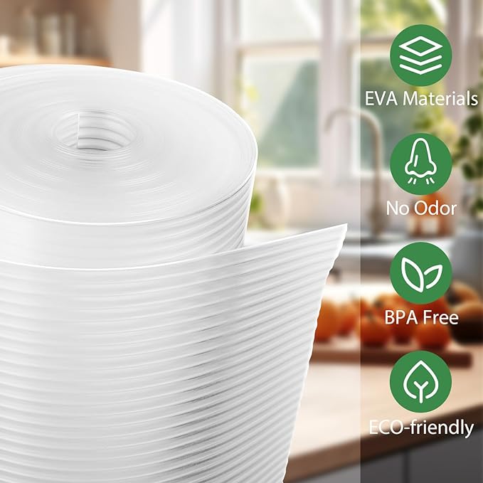 Anoak Shelf Liner Cabinet Liner, Non Adhesive Drawer Liner, Washable 17.5 Inch x 30 FT(360 Inch) Waterproof Durable Non-Slip Shelf Liner for Kitchen, Drawer, Refrigerator Stripe Clear