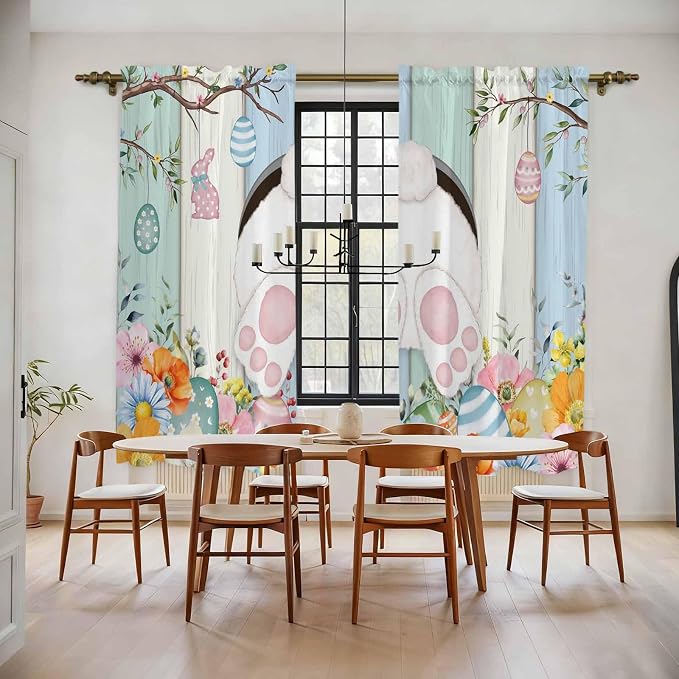 Easter Window Curtains 72 Inch Long 2 Panel Set, Rod Pocket Long Curtains & by Unknown