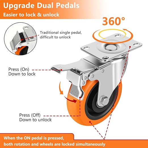 Caster Wheels, Swivel Plate Caster, No Marks Castor Wheels - Image 2