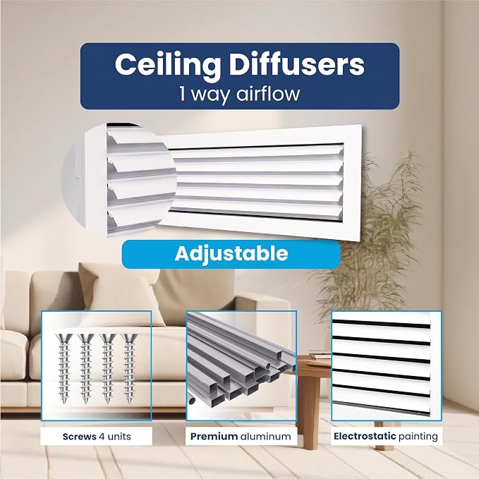 22x6 Aluminum 1-Way Air Vent Cover Wall or Ceiling Register Multi-Shutter - Image 4