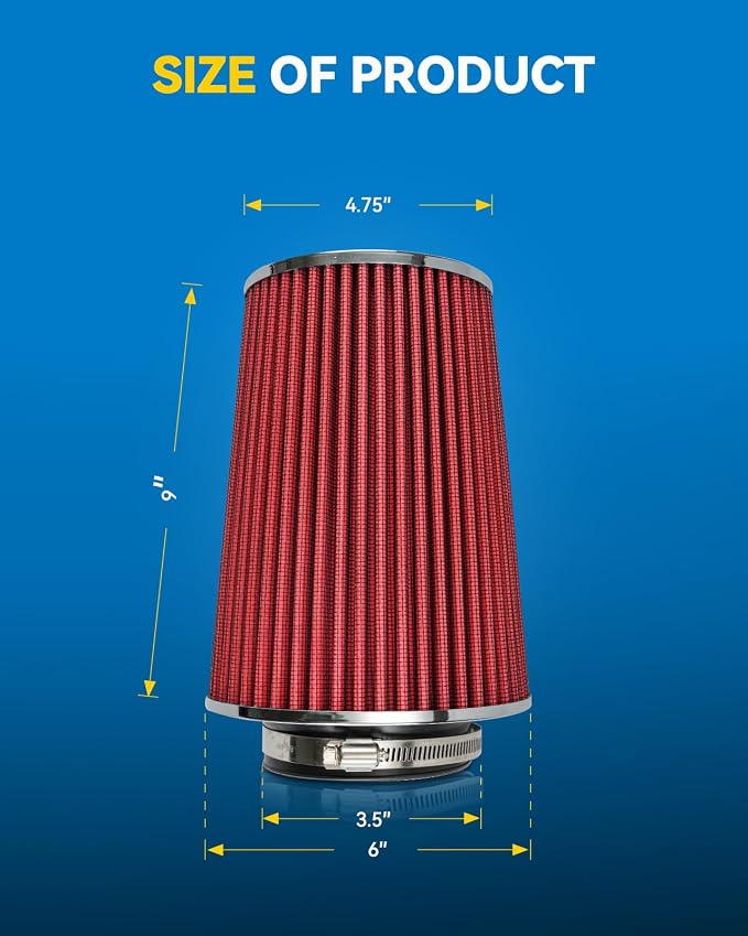 PHILTOP Universal Clamp-On Air Intake Filter, Replacement Air Filter: High Flow - Image 3