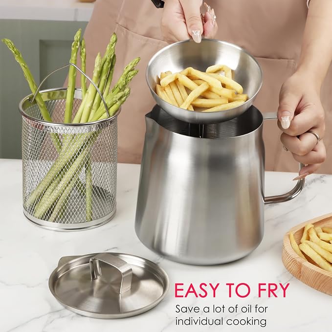 68oz 304 Stainless Steel Oil Filter Pot, Heavy Duty Bacon Grease Container & - Image 3